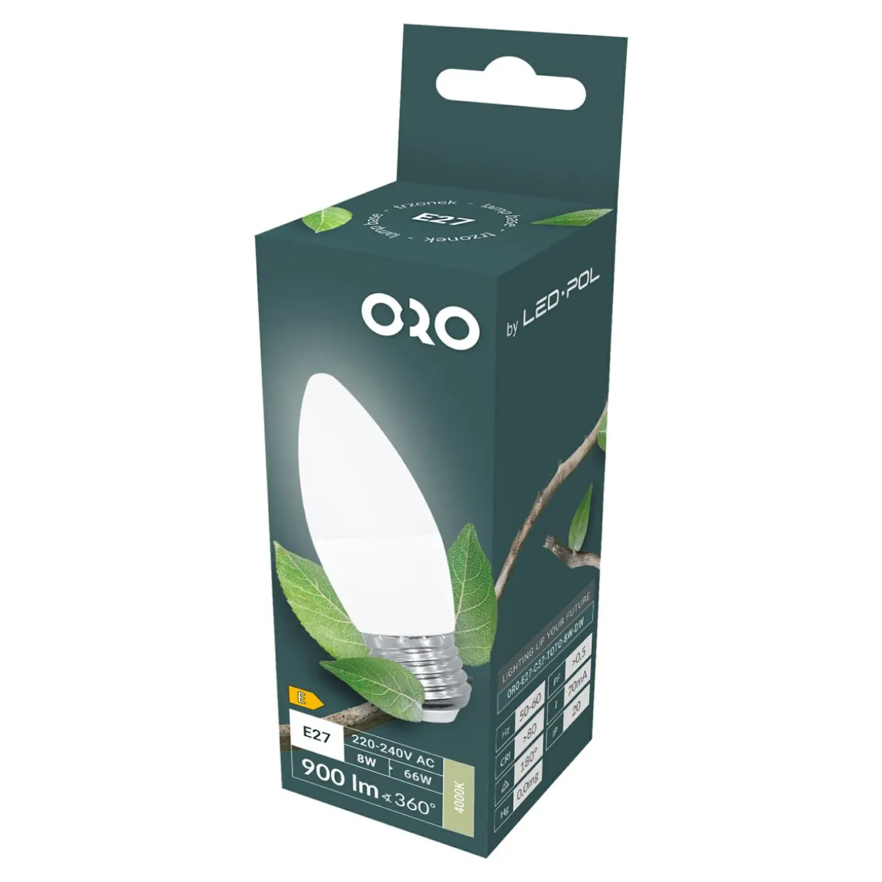 Żarówka LED barwa neutralna ORO-E27-C37-TOTO-8W-DW