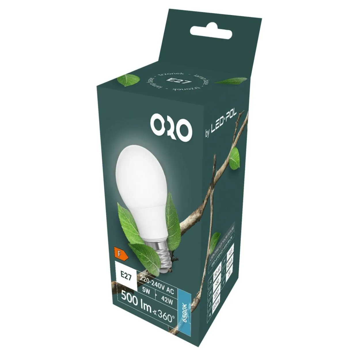Żarówka LED barwa zimna ORO-ATOS-E27-A55-5W-CW