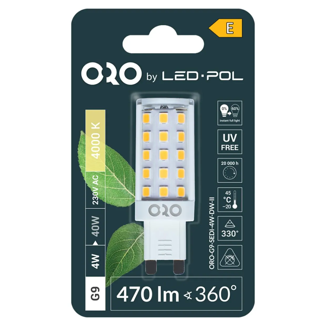 Żarówka LED G9 4W barwa neutralna ORO-G9-SEDI-4W-DW-II
