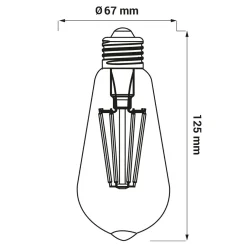 Żarówka ozdobna retro LED E27 8W barwa ciepła ORO-E27-ST64-FL-CLARO-8W-WW