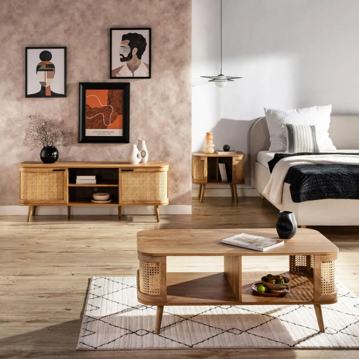 Ława z półkami boho FABLA