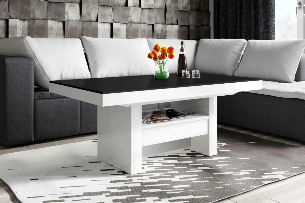 Ławostół z szufladą AVERSA LUX MAT czarny / biały