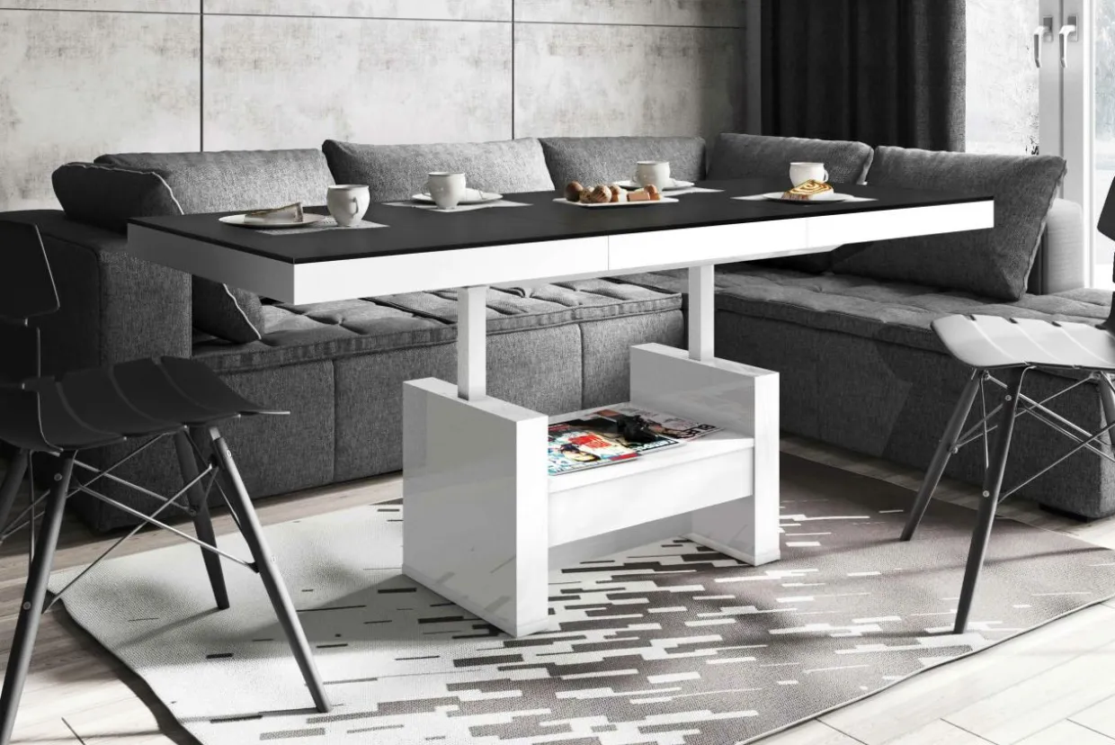 Ławostół z szufladą AVERSA LUX MAT czarny / biały