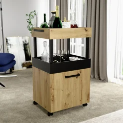 Barek na kółkach HOME BAR dąb artisan