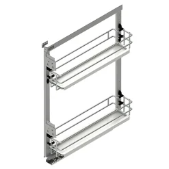 Cargo podblatowe boczne do szafki 15 cm, front wysuwny, srebrno-białe