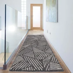 Chodnik geometryczny antracytowy NORWAY 67x160 cm