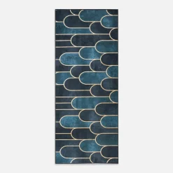 Chodnik nowoczesny czarno-złoty CRYSTAL VELVET 80x200 cm
