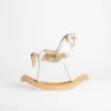 Dekoracja biało-złota KOŃ NA BIEGUNACH 22 cm