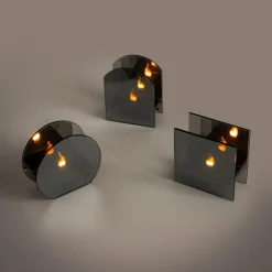Dekoracja LED przydymione szkło KOMINEK 11x5x10 cm