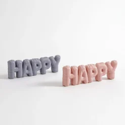Dekoracja napis HAPPY szary