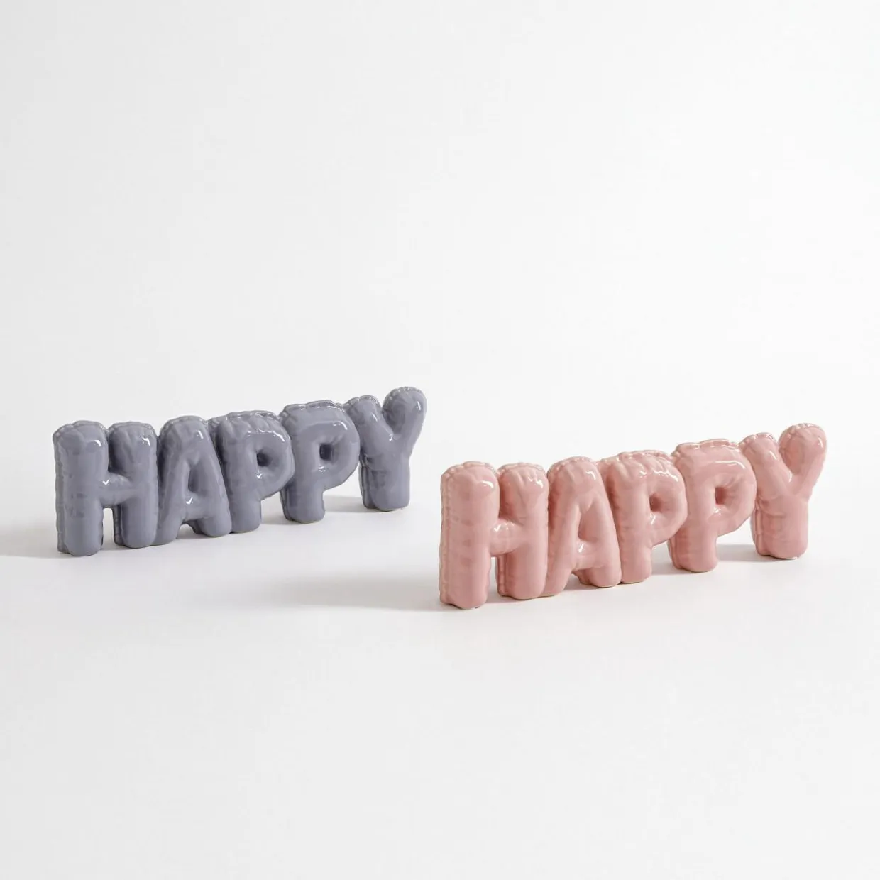 Dekoracja napis HAPPY szary