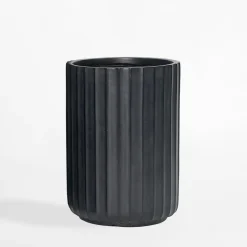 Donica ryflowana czarna 36x36x49,5 cm