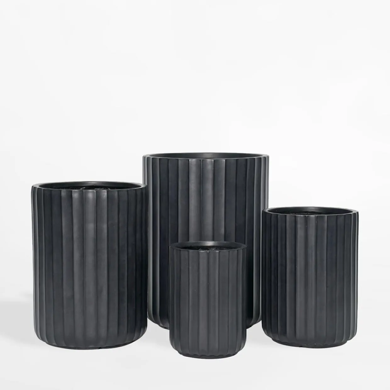 Donica ryflowana czarna 36x36x49,5 cm