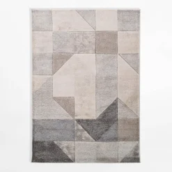 Dywan geometryczny KERY, beżowo-szary, 200x290 cm