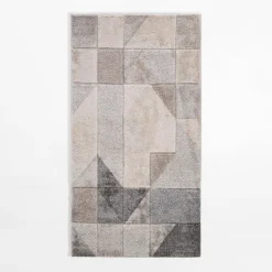 Dywan geometryczny KERY, beżowo-szary, 80x150 cm