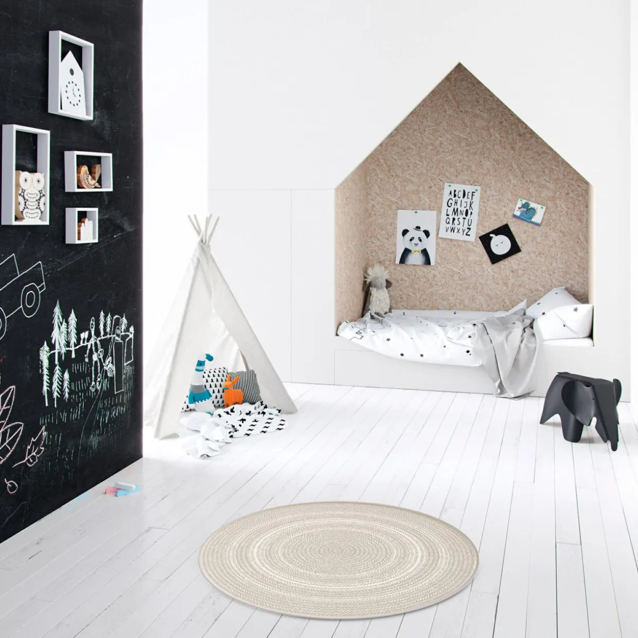 Dywan okrągły boho beżowy GINO 120 cm