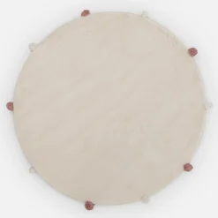 Dywan okrągły z pomponami ivory 120 cm