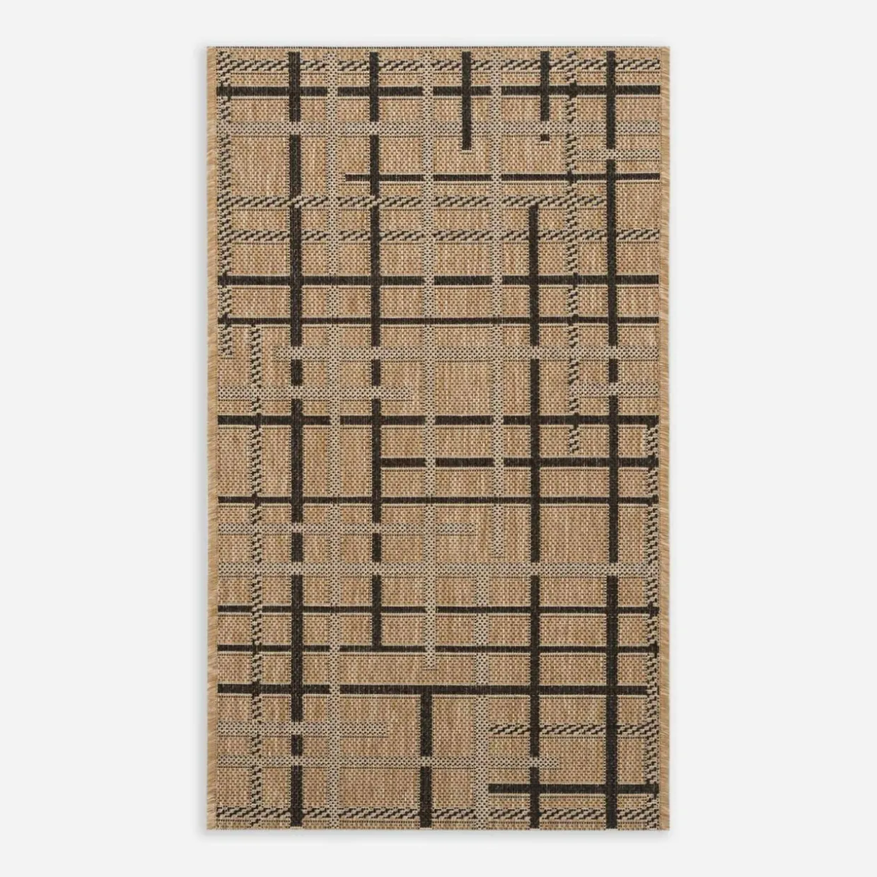 Dywan w kratę beżowy JUTA 60x100 cm