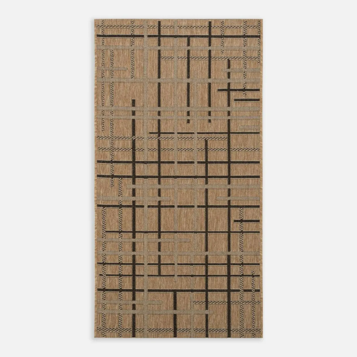 Dywan w kratę beżowy JUTA 80x150 cm