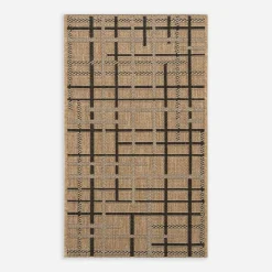 Dywan w kratę beżowy JUTA 50x80 cm