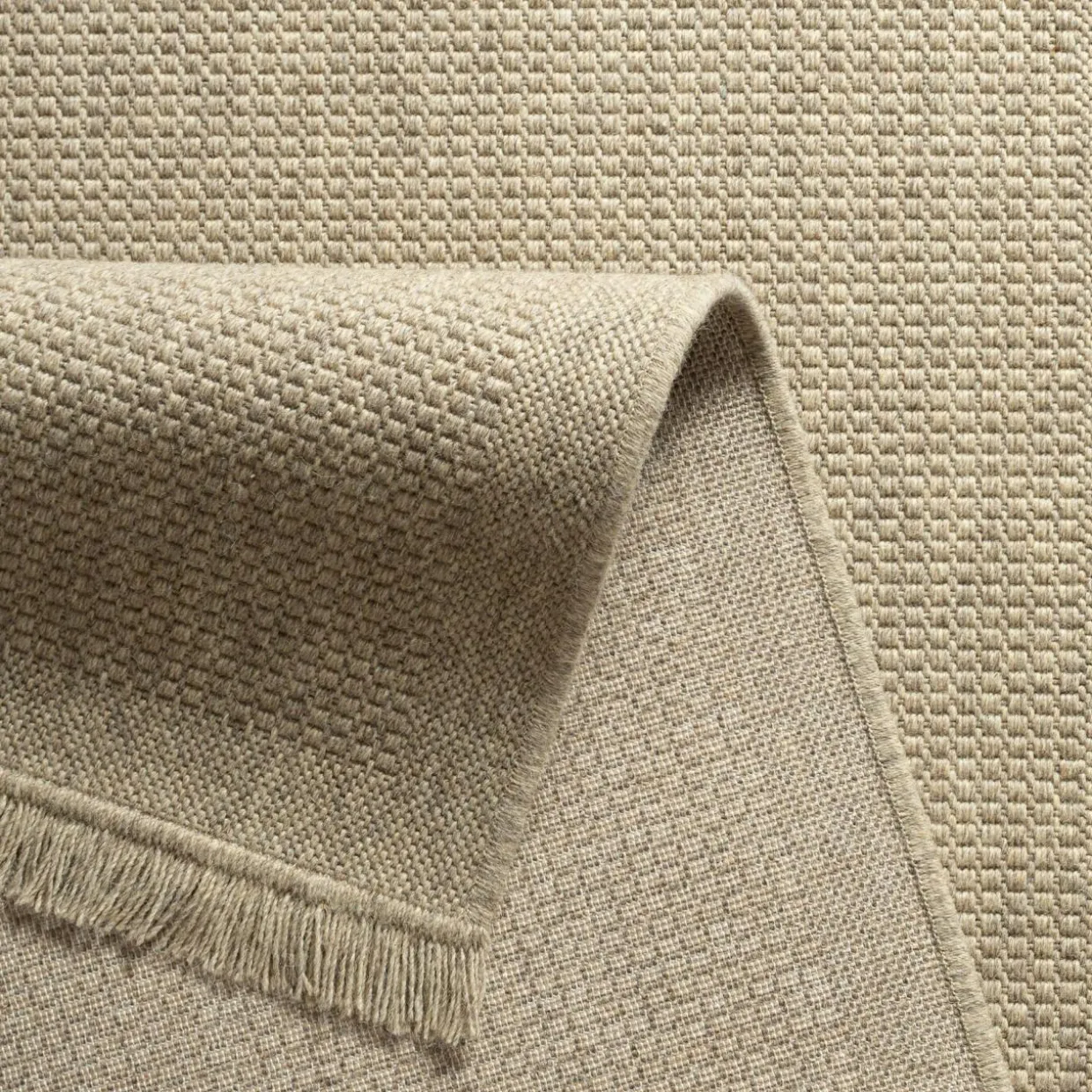 Dywan wełniany z frędzlami beżowy WOOL 120x170 cm