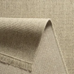 Dywan wełniany z frędzlami beżowy WOOL 160x230 cm