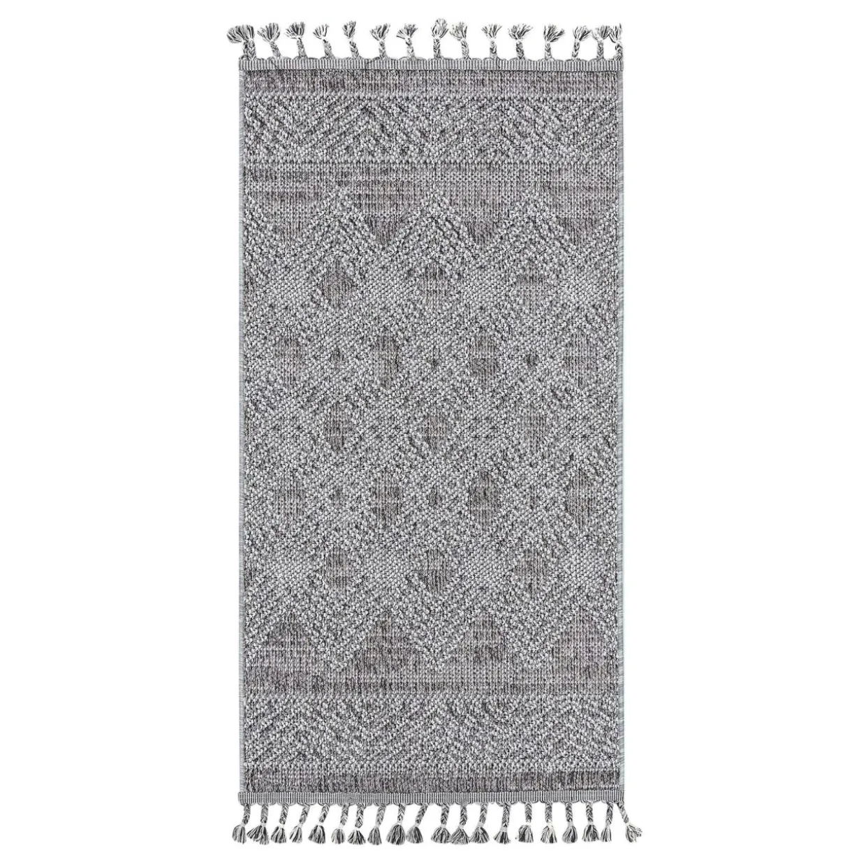 Dywan zewnętrzny szary karo BOUCLE 80x150 cm