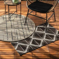 Dywanik geometryczny ciemnobrązowy JUTA 60x100 cm