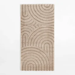 Dywanik geometryczny INSPIRATION, szaro-lniany, 60x120 cm