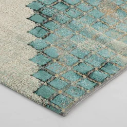 Dywanik szaro-turkusowy PATCHWORK MALTA 60x100 cm