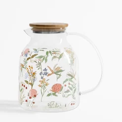 Dzbanek z bambusową pokrywką KWIATY 1,6 L