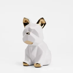 Figurka dekoracyjna biało-złota PIES 21 cm
