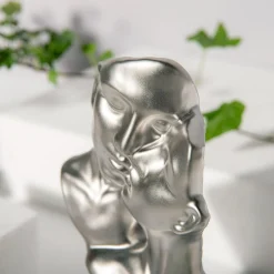 Figurka dekoracyjna srebrna FACES 21 cm