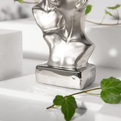 Figurka dekoracyjna srebrna FACES 21 cm
