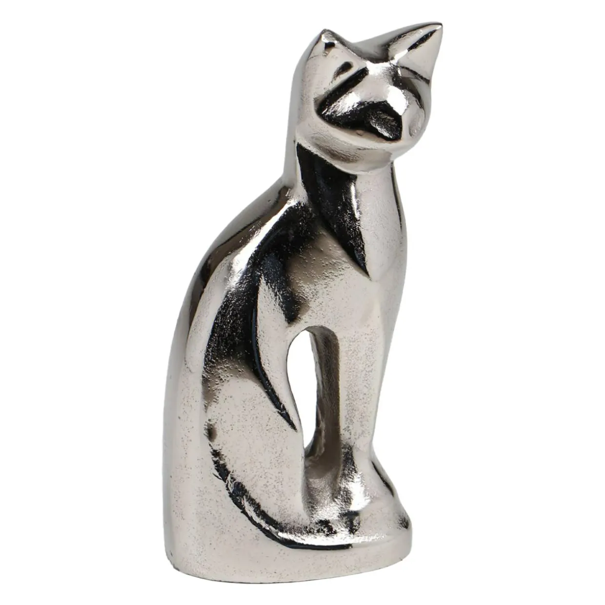 Figurka dekoracyjna srebrny KOT 22 cm