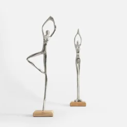 Figurka dekoracyjna srebrna JOGA MIX 35 cm