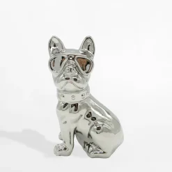 Figurka dekoracyjna srebrna PIES 17,5 cm