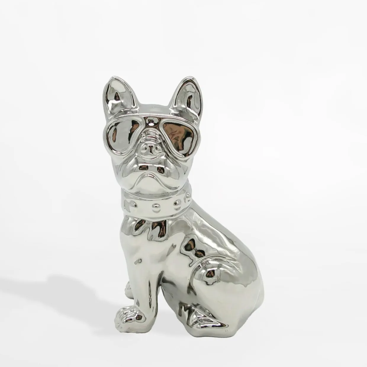 Figurka dekoracyjna srebrna PIES 17,5 cm