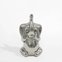 Figurka dekoracyjna srebrna SŁOŃ zakryte oczy 13,8 cm
