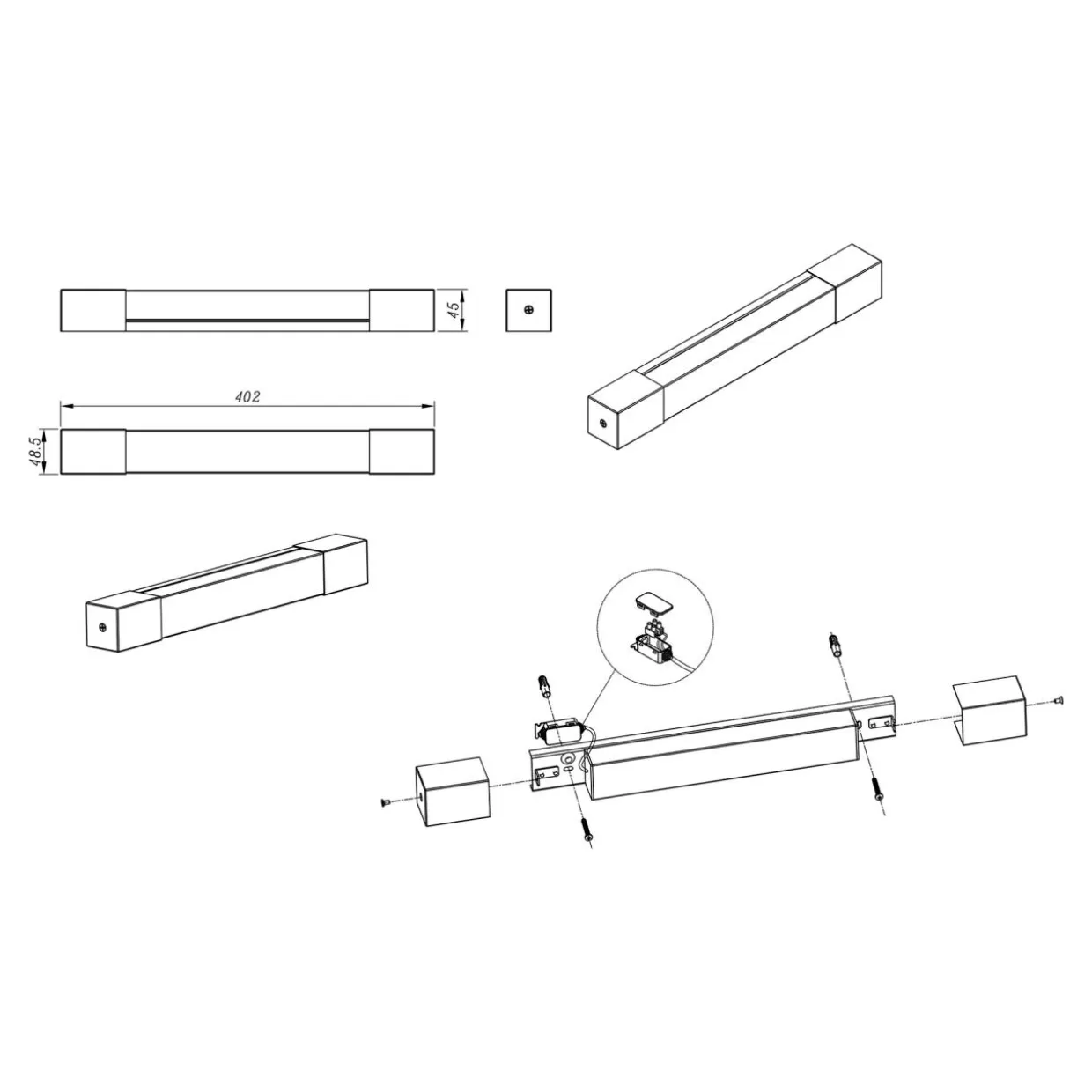Kinkiet łazienkowy LED IP44 nikiel PARKS 40,2 cm