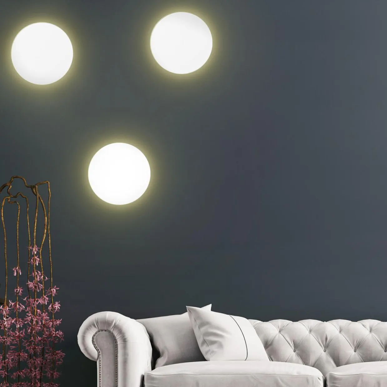 Kinkiet minimalistyczny okrągły biały LUNA NEW 30 cm