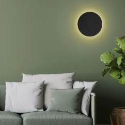 Kinkiet minimalistyczny okrągły czarny LUNA NEW 30 cm