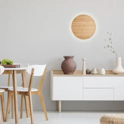 Kinkiet okrągły jasne drewno LUNA WOOD 30 cm