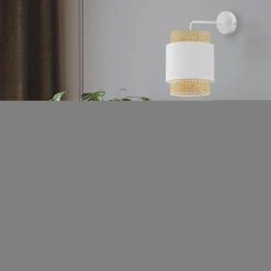 Kinkiet rattanowy biały BOHO