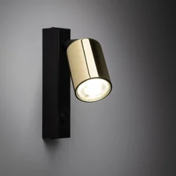 Kinkiet reflektor z włącznikiem czarno-złoty TOP