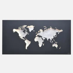 Kinkiet z mapą świata srebrny LINDA