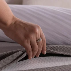 Łóżko kontynentalne z materacem szare SILLA 90x200 cm