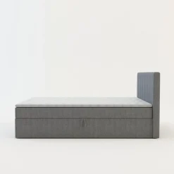 Łóżko kontynentalne z toperem szare PEDRO PU 120x200 cm