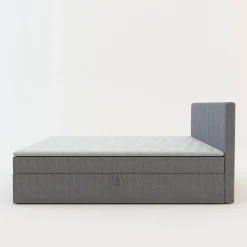 Łóżko kontynentalne z toperem szare PEDRO PU 180x200 cm