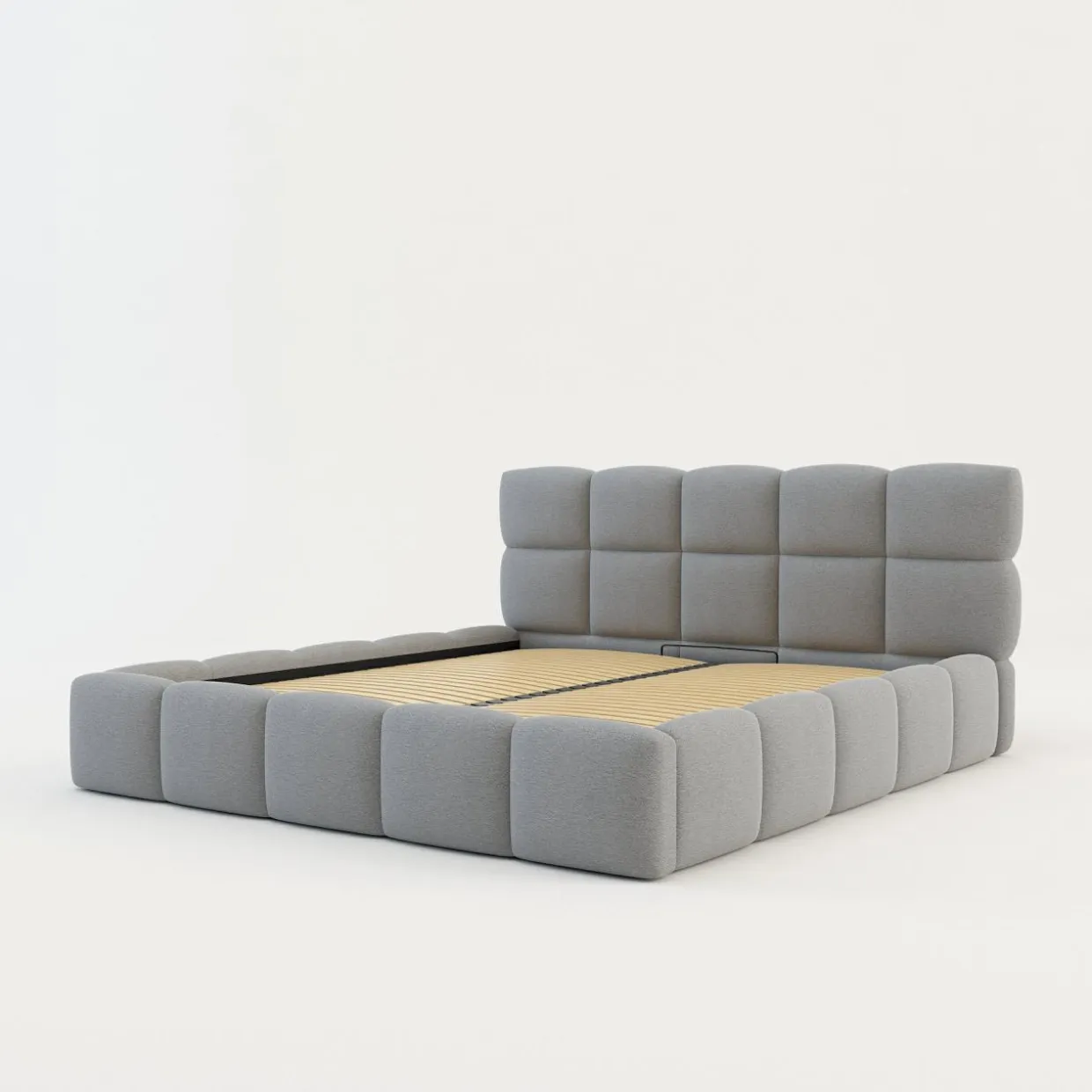 Łóżko tapicerowane boucle jasnoszare CELINE 180x200 cm